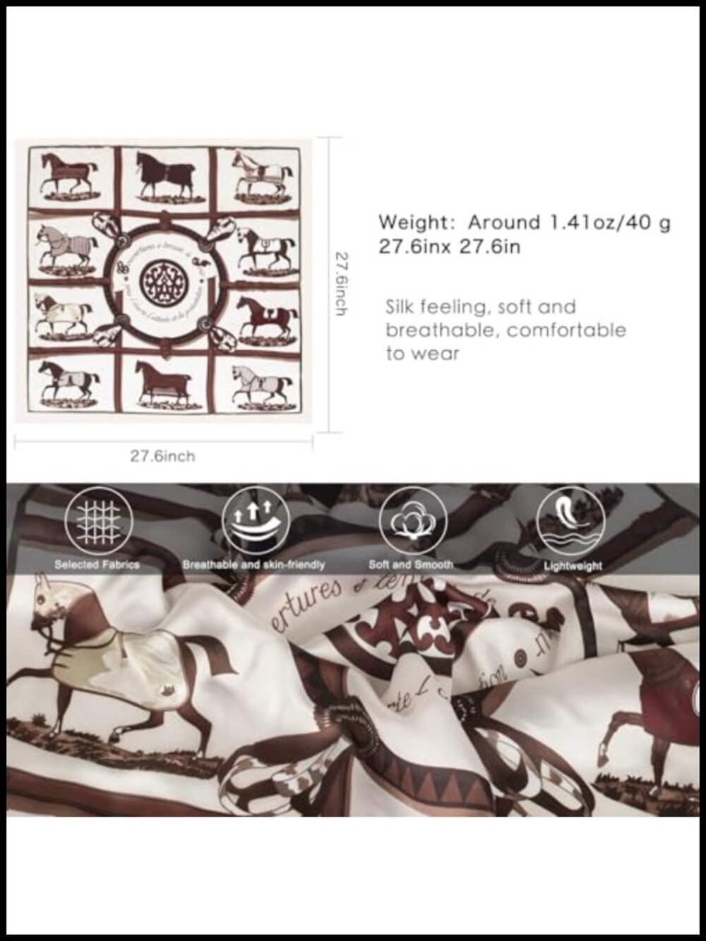 Silk Feel Square Scarf 27.5x27.5in Fashion Bandana for Hair Neck - Picture 5 of 6